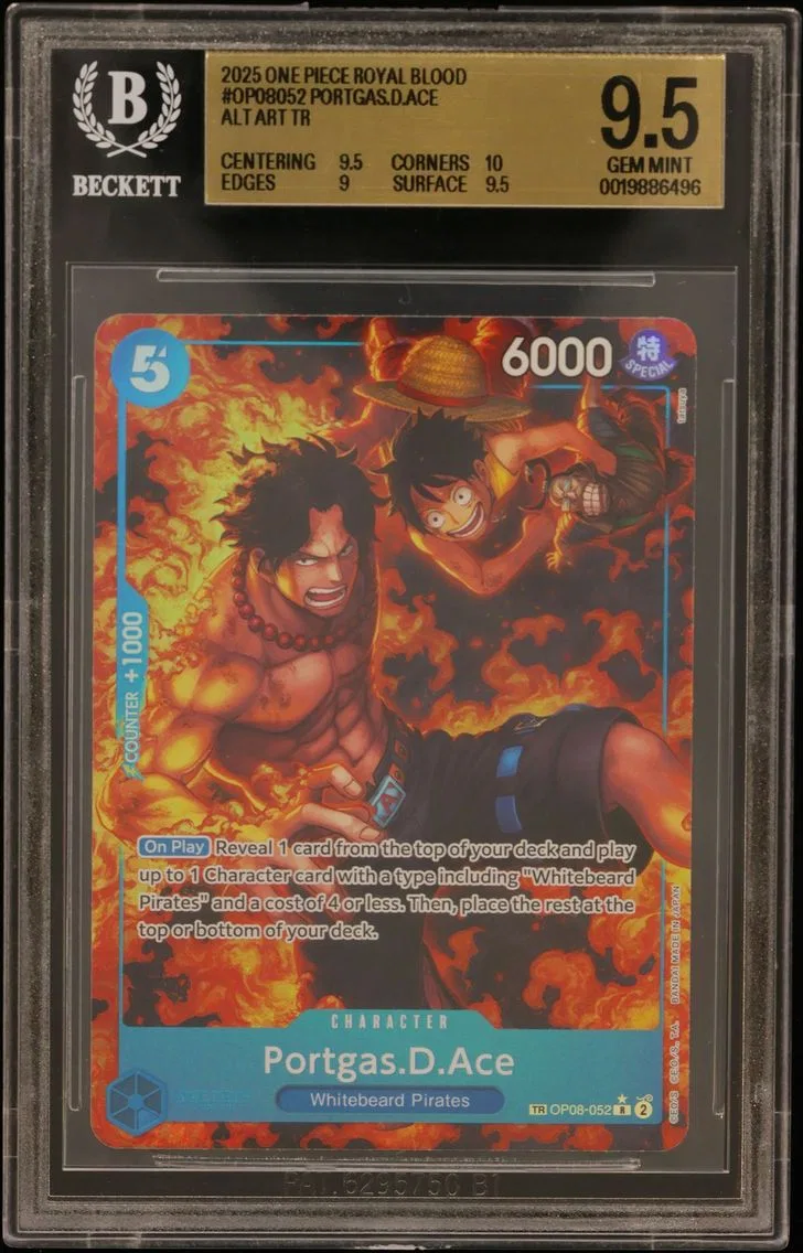 2025 #OP08052 Portgas.D.Ace ALT ART TR BGS 9.5 One Piece Card Game Royal Blood