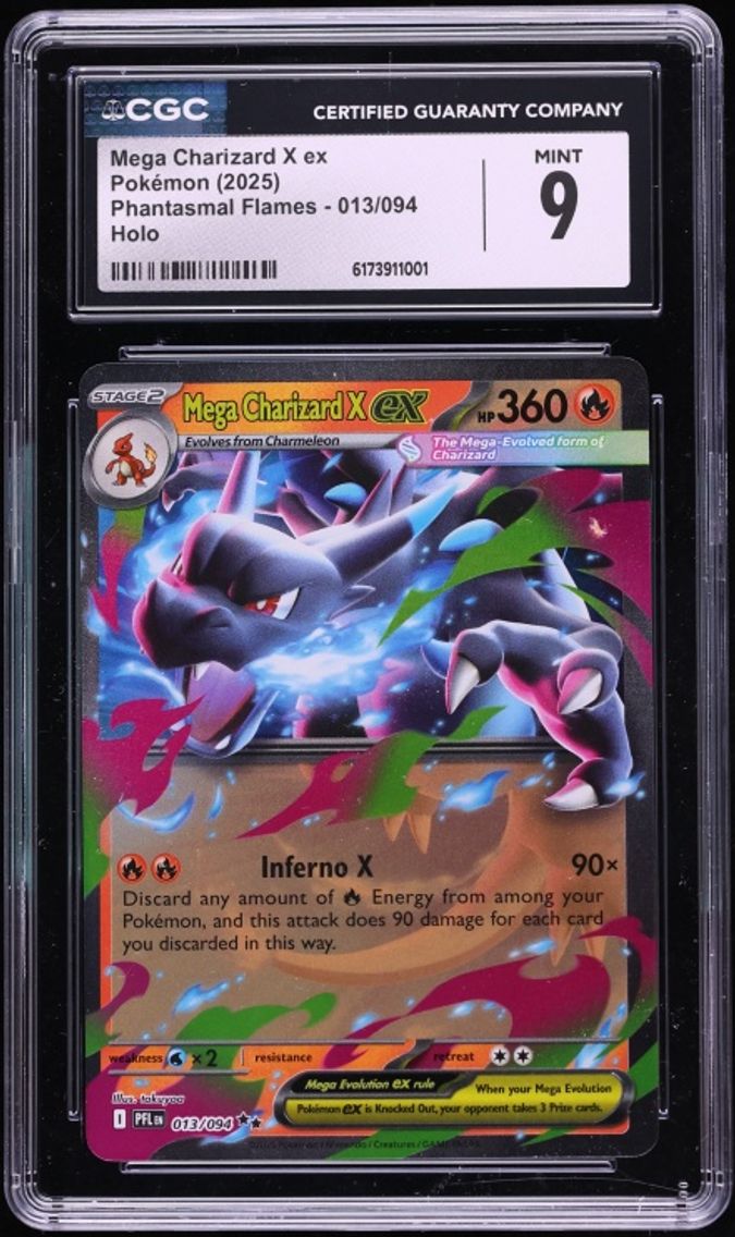 2025 Pokemon Mega Evolution Phantasmal Flames Holo Mega Charizard X Ex #13 CGC 9 MINT