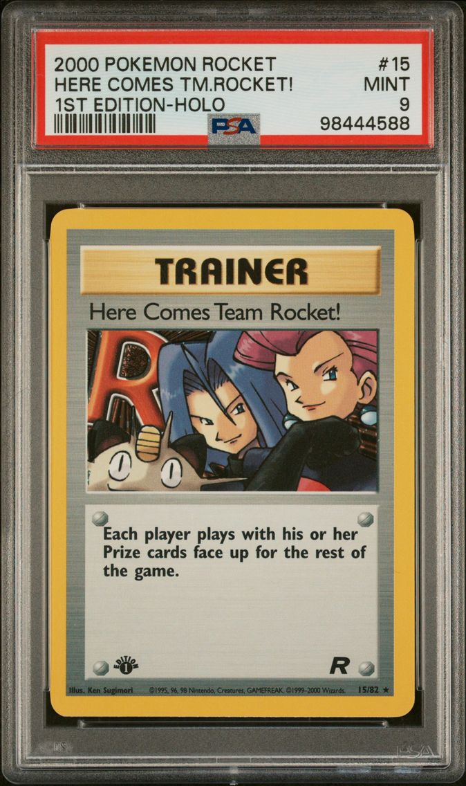 2000 #15 Here Comes Team Rocket!-Holo 1st Edition PSA 9 Rocket