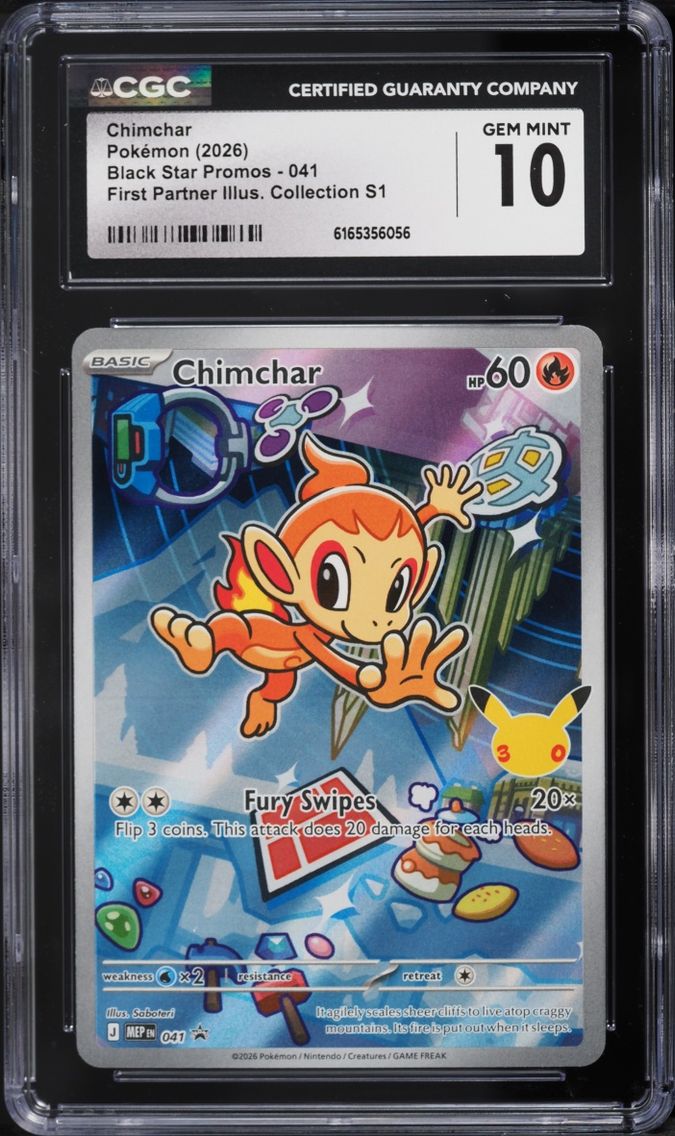 2026 Pokemon Mega Evolution Promo First Partner Illustration S1 Full Art Chimchar #41 CGC 10