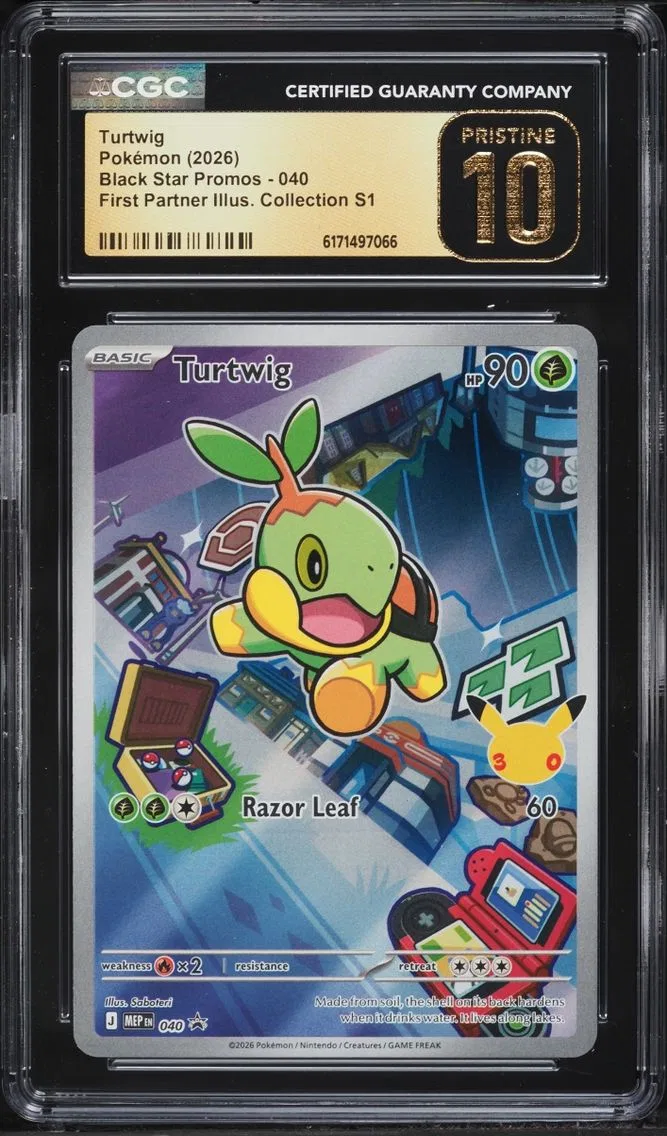 2026 Pokemon Mega Promo First Partner Illustration Full Art Turtwig #40 CGC 10 PRISTINE
