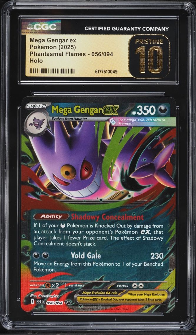 2025 Pokemon Mega Evolution Phantasmal Flames Holo Mega Gengar Ex #56 CGC 10 PRISTINE