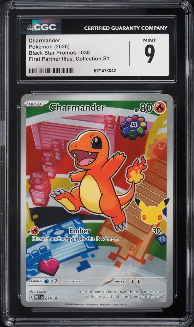 2026 Pokemon Mega Evolution Promo First Partner Illustration Full Art Charmander #38 CGC 9 MINT