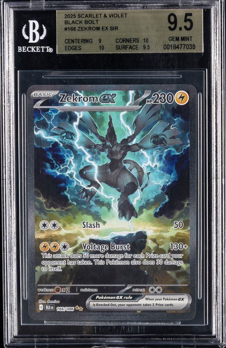 2025 #166 Zekrom EX BGS 9.5 Blk EN-Black Bolt Pokemon