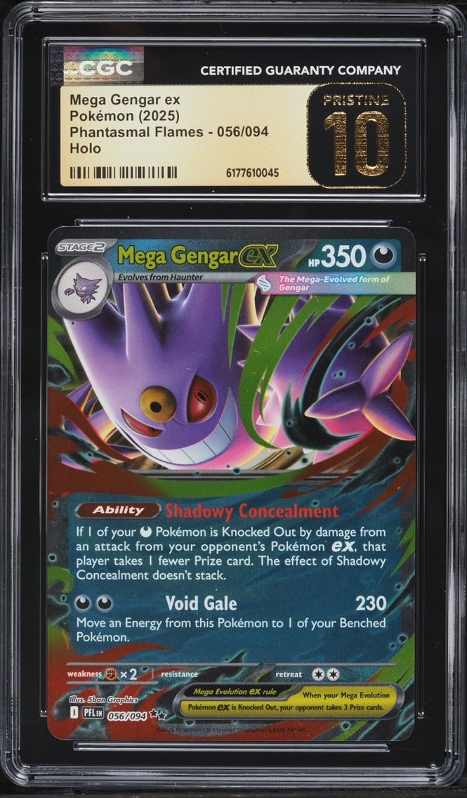 2025 Pokemon Mega Evolution Phantasmal Flames Holo Mega Gengar Ex #56 CGC 10 PRISTINE