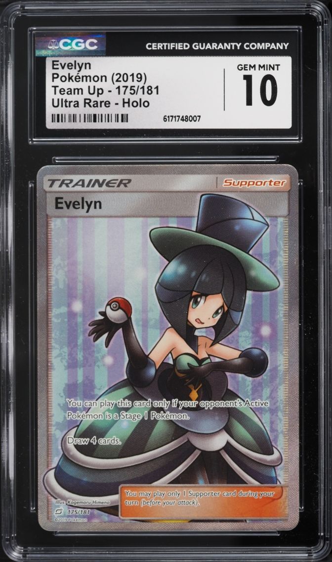 2019 Pokemon Sun & Moon Team Up Full Art Evelyn #175 CGC 10 GEM MINT