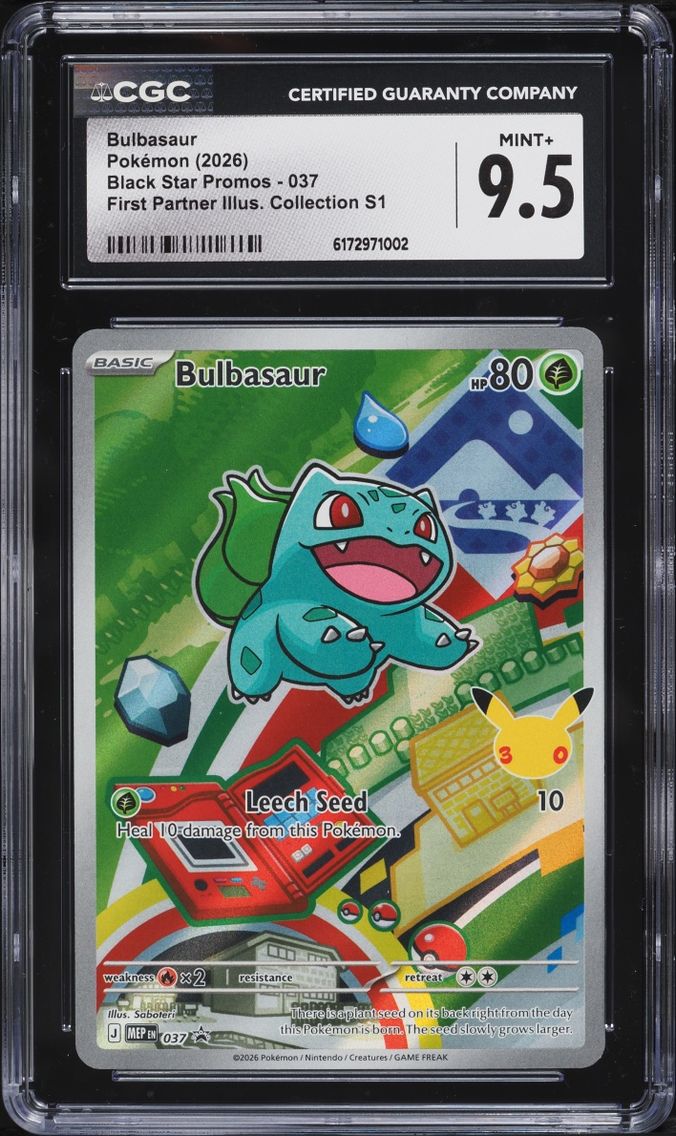 2026 Pokemon Mega Evolution Promo First Partner Illustration Full Art Bulbasaur #37 CGC 9.5