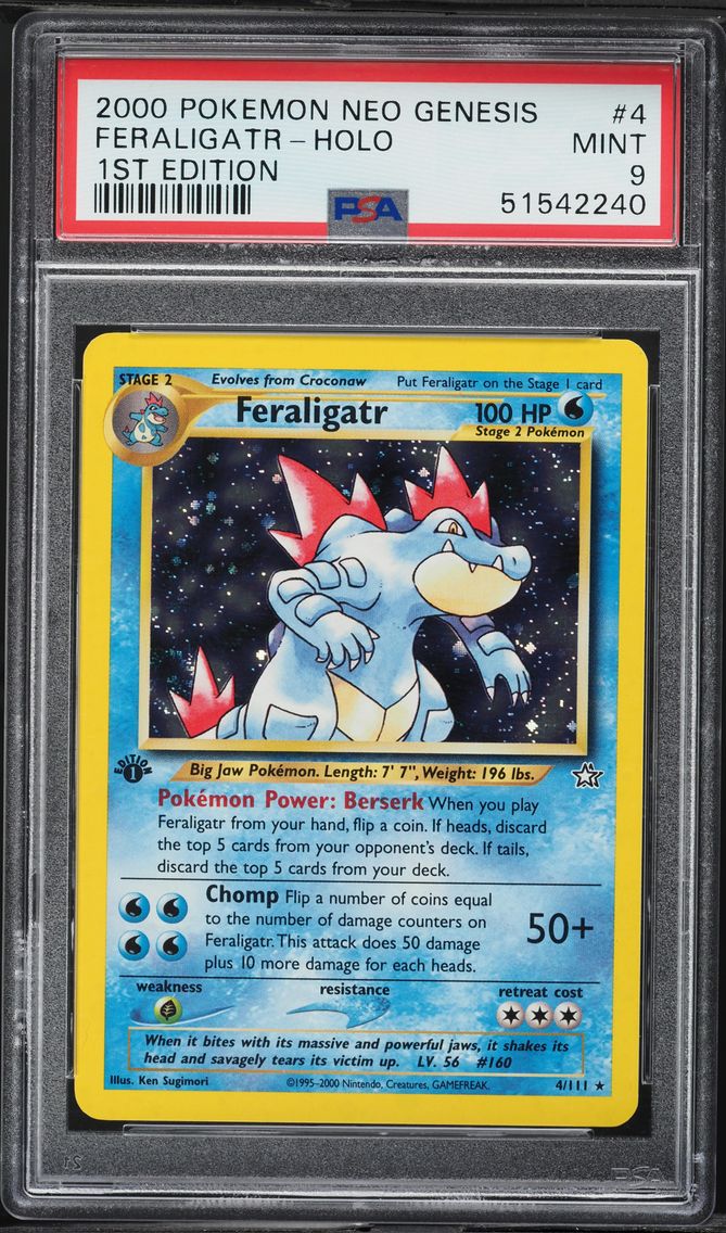 2000 #4 Feraligatr-Holo PSA 9 Neo Genesis 1st Edition Pokemon