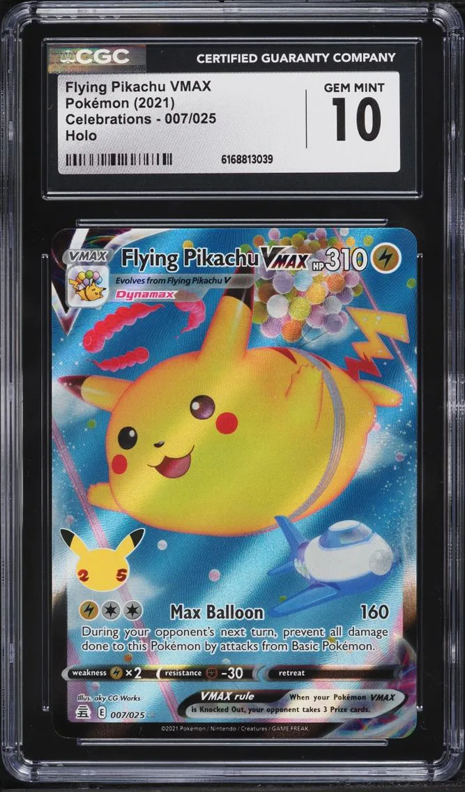 2021 Pokemon Sword & Shield Celebrations Full Art Flying Pikachu VMAX #7 CGC 10 GEM MINT