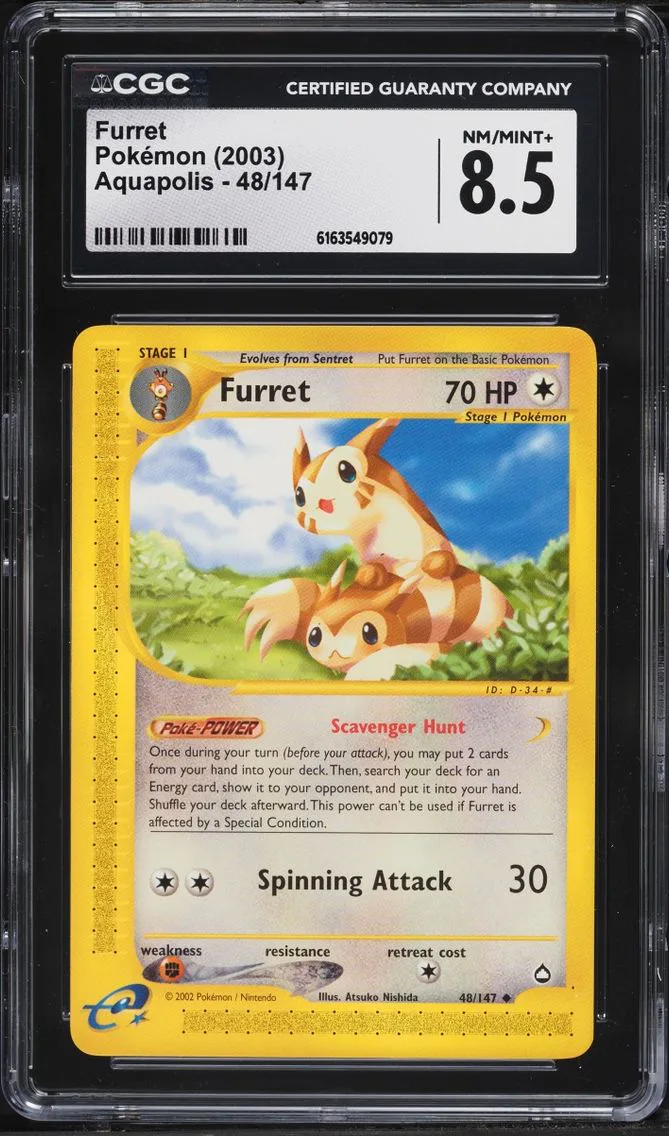 2003 Pokemon Aquapolis Furret #48 CGC 8.5 NM-MT+