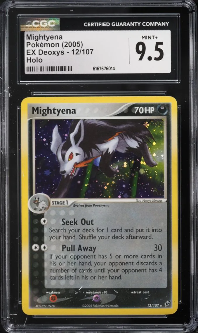 2005 Pokemon EX Deoxys Holo Mightyena #12 CGC 9.5 MINT+