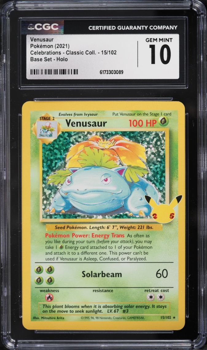 2021 Pokemon Sword & Shield Celebrations Classic Collection Holo Venusaur #15 CGC 10 GEM MINT