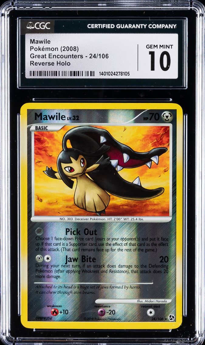 2008 #24 Mawile CGC 10 Gem Mint Pokemon | Great Encounters, Reverse Holo