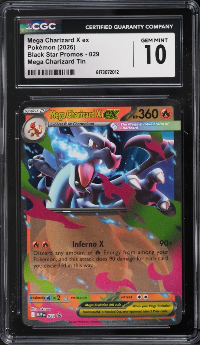 2026 Pokemon Mega Evolution Black Star Promo Tin Mega Charizard X ex #29 CGC 10 GEM MINT