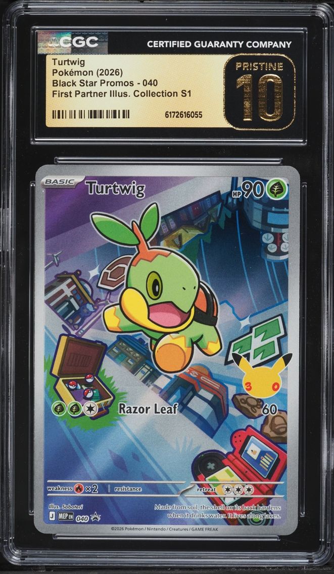 2026 Pokemon Mega Promo First Partner Illustration S1 Full Art Turtwig #40 CGC 10 PRISTINE