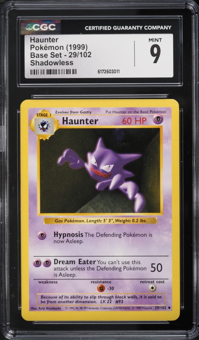 1999 Pokemon Base Set Shadowless Haunter #29 CGC 9 MINT