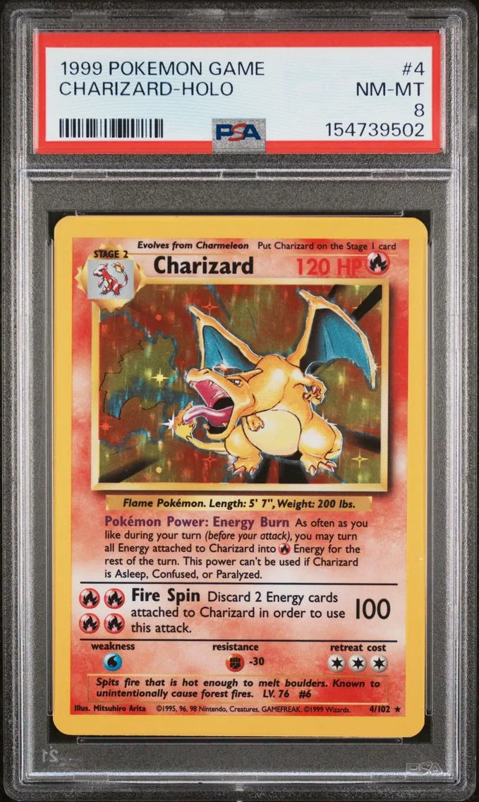 1999 #4 Charizard-Holo PSA 8 Game