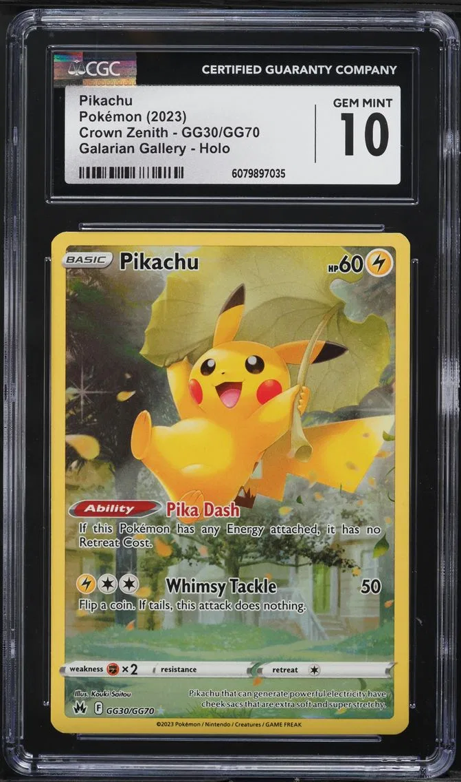 2023 #GG30 Full Art/Pikachu CGC 10 Sword and Shield Crown Zenith Pokemon