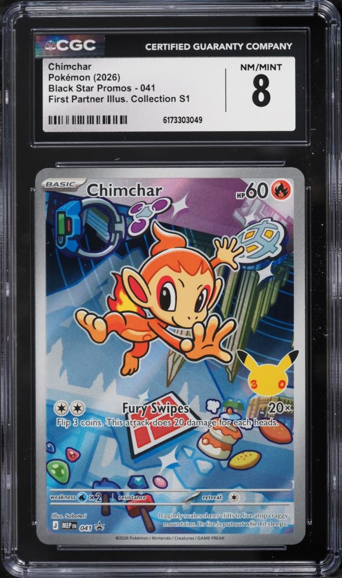2026 Pokemon Mega Evolution Promo First Partner Illustration S1 Full Art Chimchar #41 CGC 8