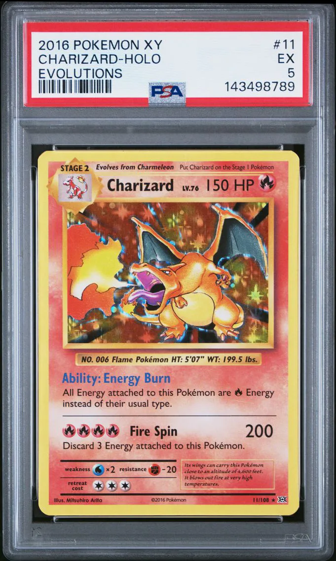 2016 #11 Charizard-Holo PSA 5 XY Evolutions Pokemon