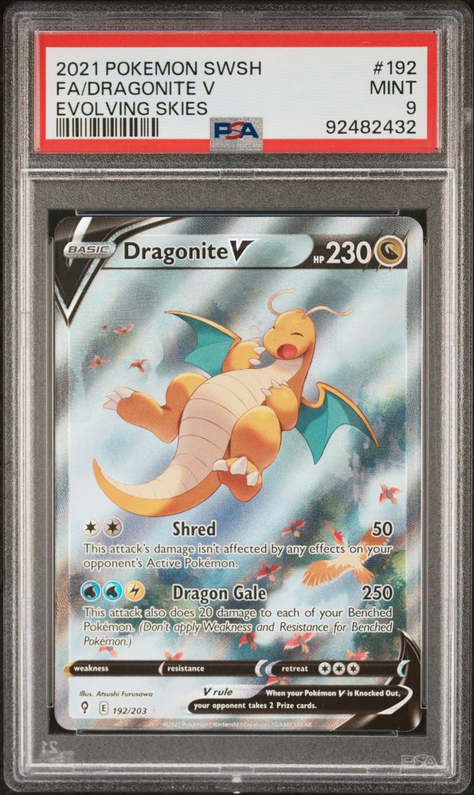 2021 #192 Full Art/Dragonite V PSA 9 Sword & Shield Evolving Skies