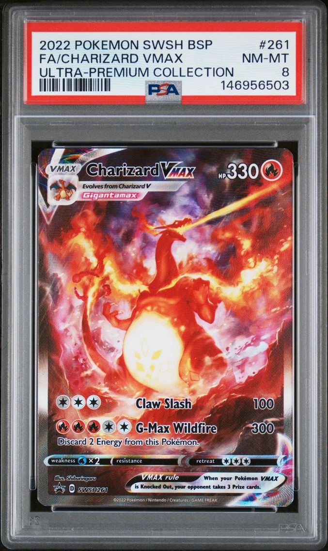 2022 #261 Full Art/Charizard Vmax PSA 8 Swsh Black Star Promo