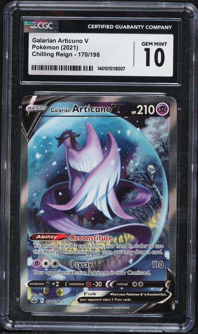 2021 #170 Full Art/Galarian Articuno V CGC 10 Sword & Shield Chilling Reign Pokemon