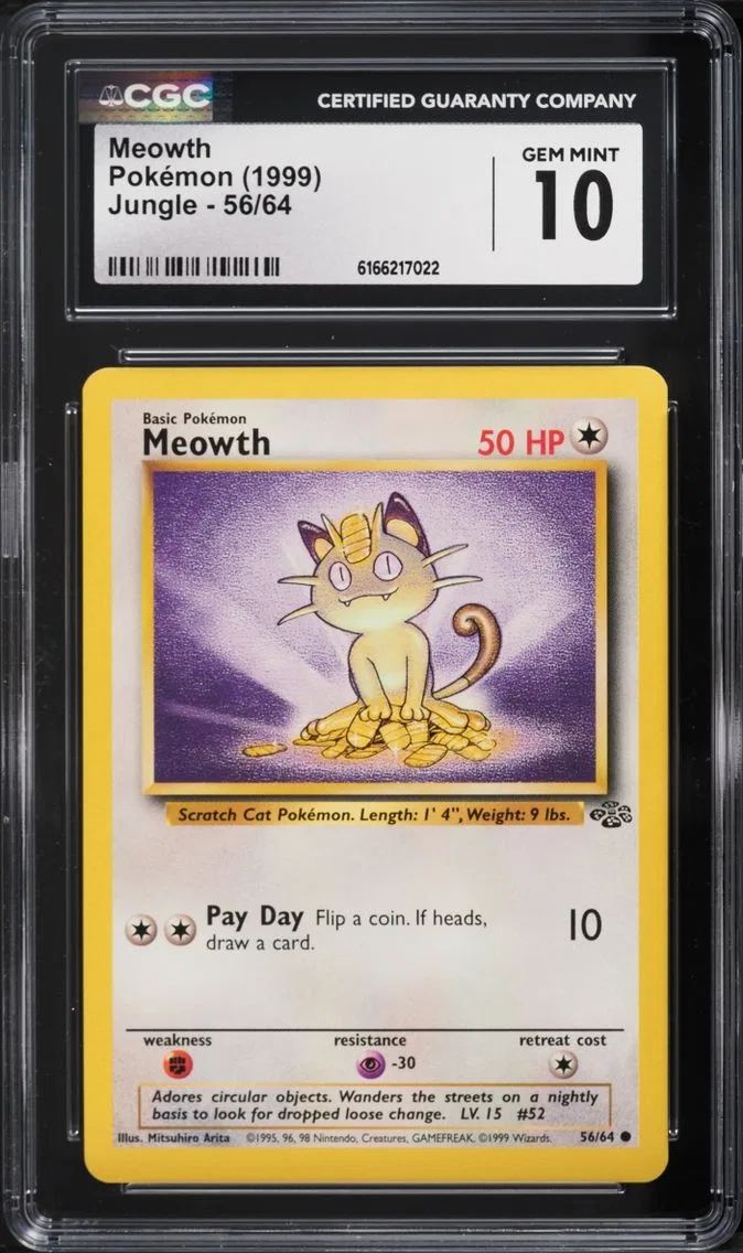 1999 Pokemon Jungle Meowth #56 CGC 10 GEM MINT