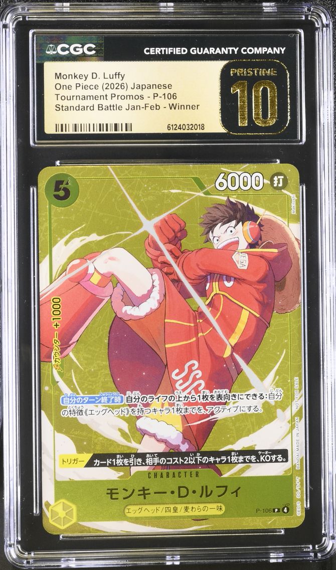 2026 #P-106 Monkey D. Luffy CGC 10 Pristine Tournament Promos - Japanese