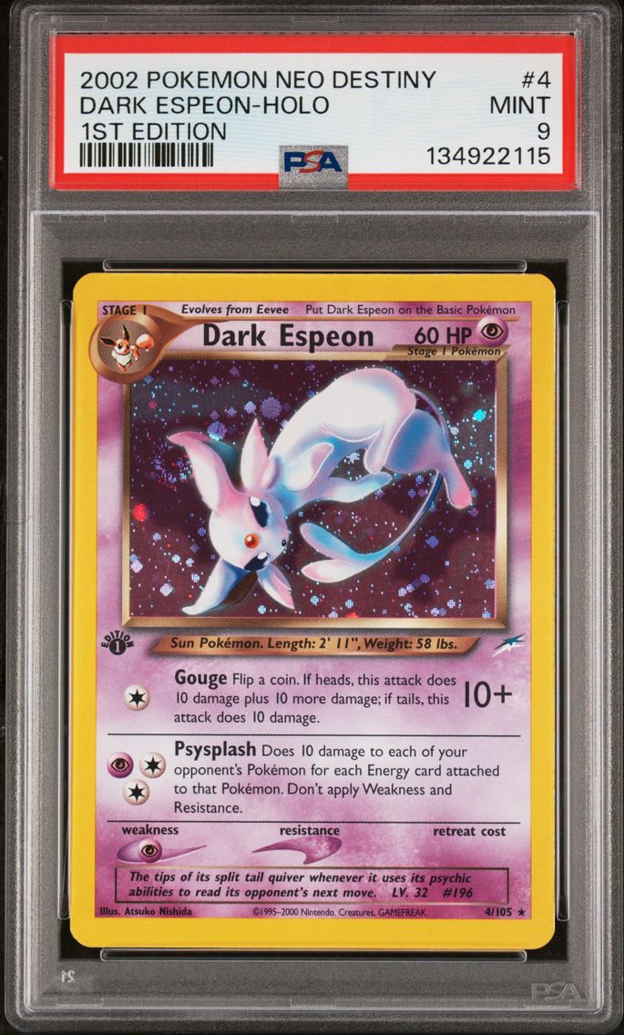 2002 #4 Dark Espeon-Holo 1st Edition PSA 9 Neo Destiny