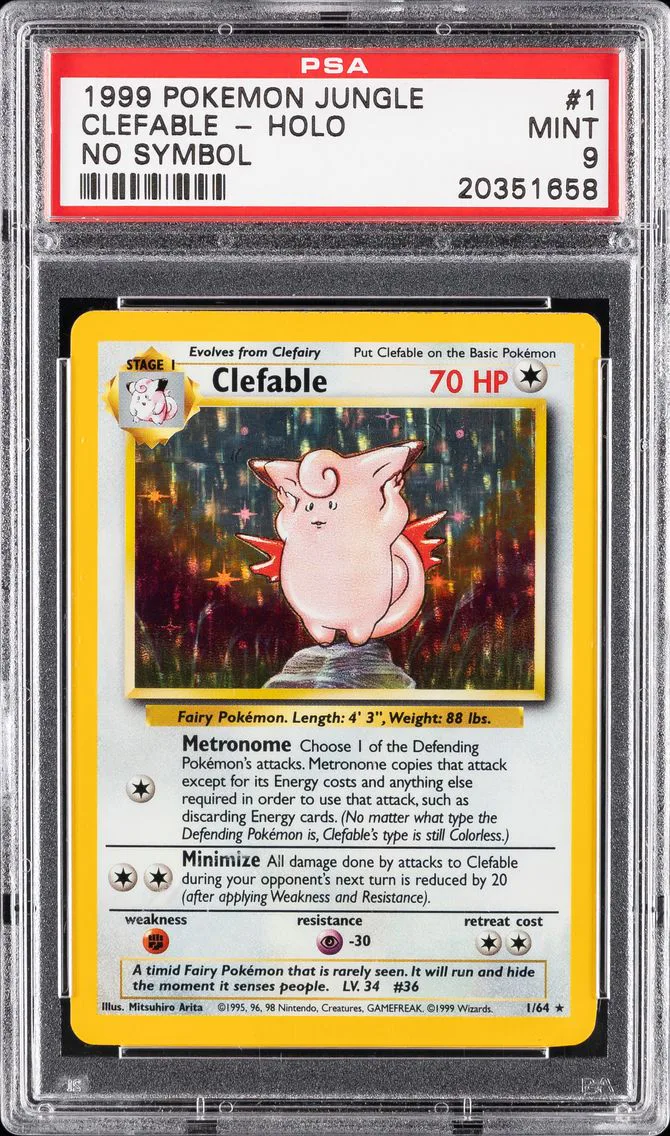 1999 #1 CLEFABLE-HOLO PSA 9 POKEMON JUNGLE | NO SYMBOL