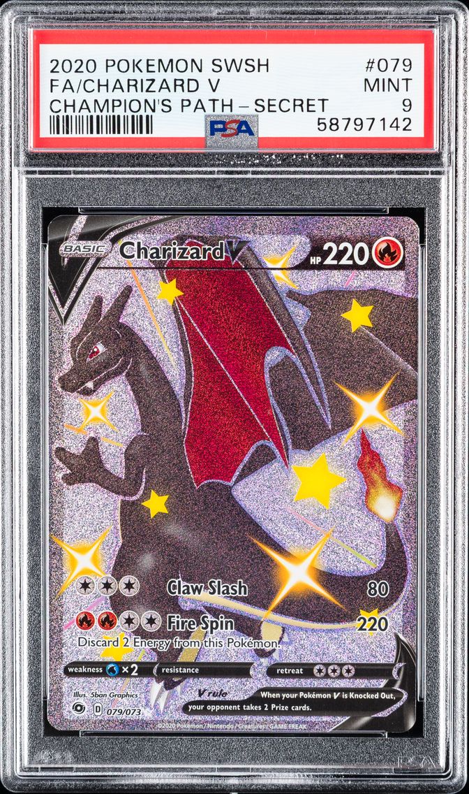 2020 #079 Full Art/Charizard V PSA 9 Sword & Shield Champion's Path Pokemon