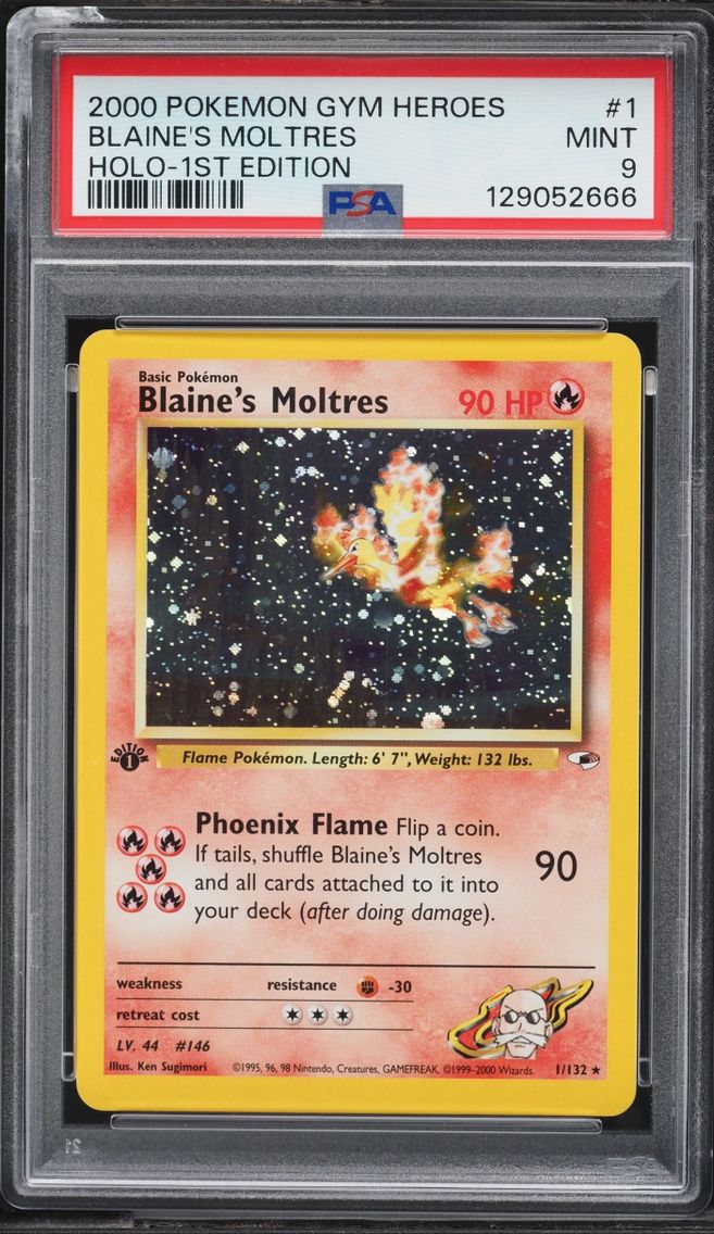 2000 #1 Gym Heroes 1st Edition Holo Blaine's Moltres MINT PSA 9 Pokemon