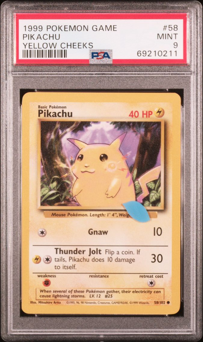 1999 #58 PIKACHU PSA 9 POKEMON GAME | YELLOW CHEEKS