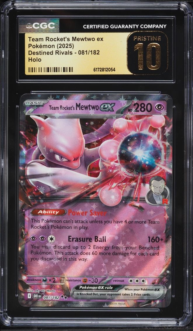 2025 Pokemon Scarlet & Violet Destined Rivals Holo Team Rocket's Mewtwo ex #81 CGC 10 PRISTINE