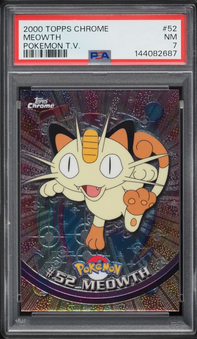2000 #52 Meowth PSA 7 Topps Chrome Pokemon Series 1