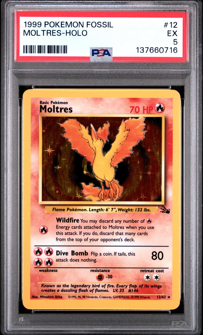 1999 #12 Moltres-Holo PSA 5 Fossil
