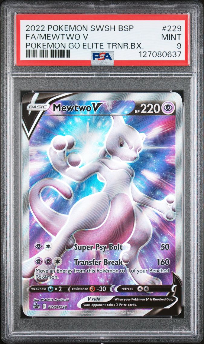 2022 #229 Full Art/Mewtwo V PSA 9 Swsh Black Star Promo Pokemon