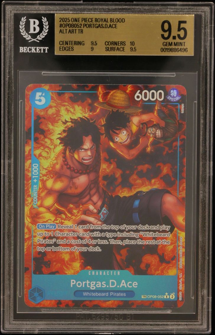 2025 #OP08052 Portgas.D.Ace ALT ART TR BGS 9.5 One Piece Card Game Royal Blood