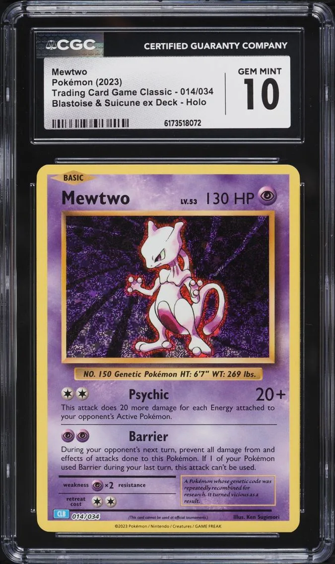 2023 Pokemon Scarlet & Violet Classic Blastoise & Suicune Ex Deck Holo Mewtwo #14 CGC 10