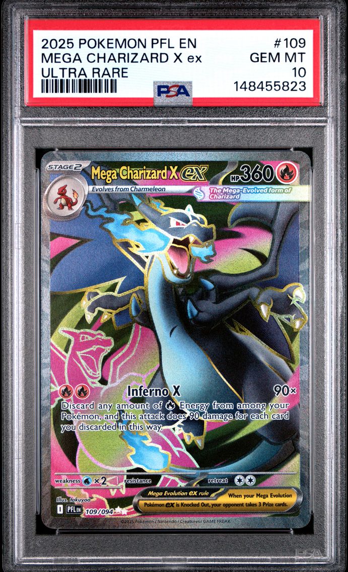 2025 #109 Mega Charizard X EX PSA 10 Pfl EN-Phantasmal Flames