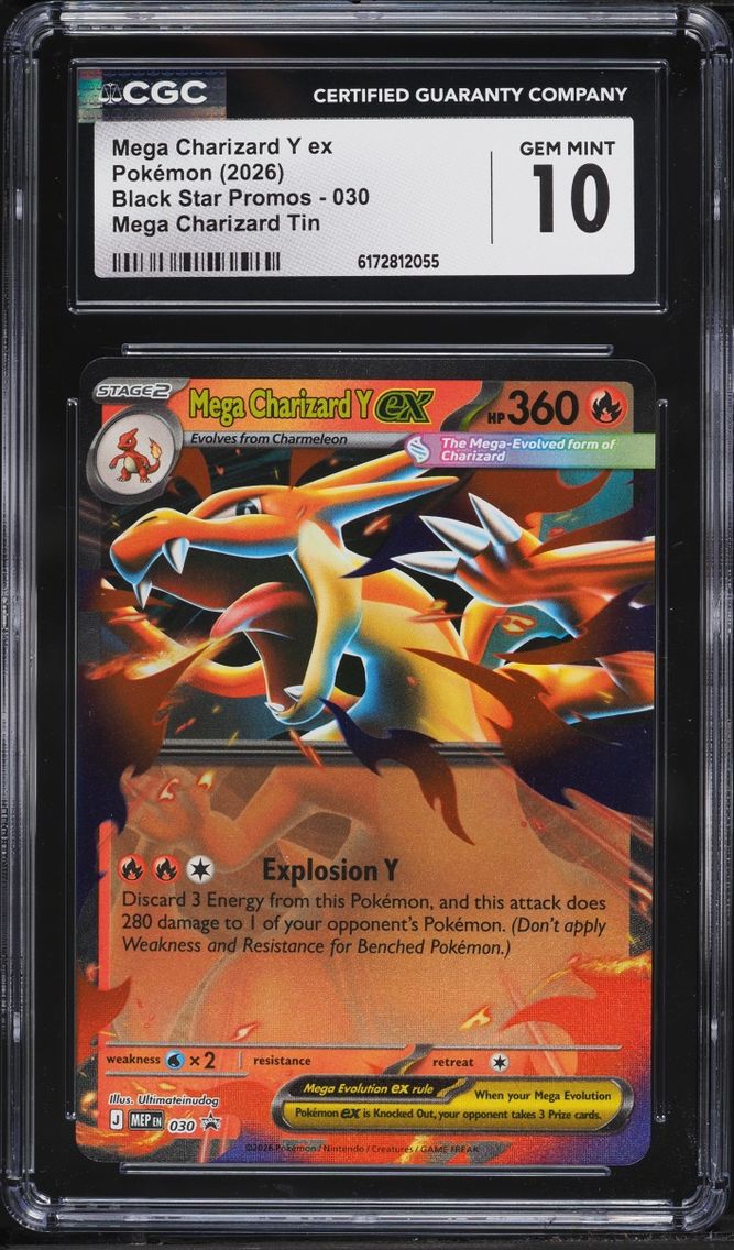 2026 Pokemon Mega Evolution Promo Tin Mega Charizard Y Ex #30 CGC 10 GEM MINT