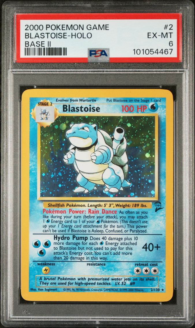 2000 #2 BLASTOISE-HOLO PSA 6 POKEMON GAME BASE II