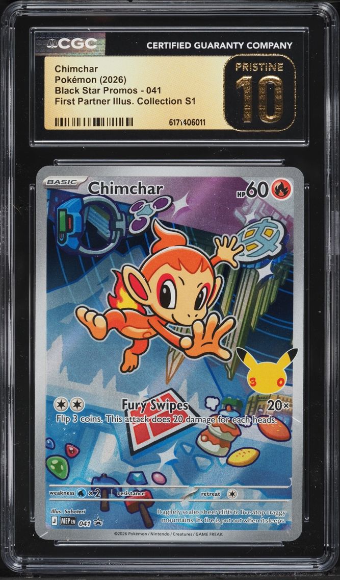 2026 Pokemon Mega Promo First Partner Illustration S1 Full Art Chimchar #41 CGC 10 PRISTINE