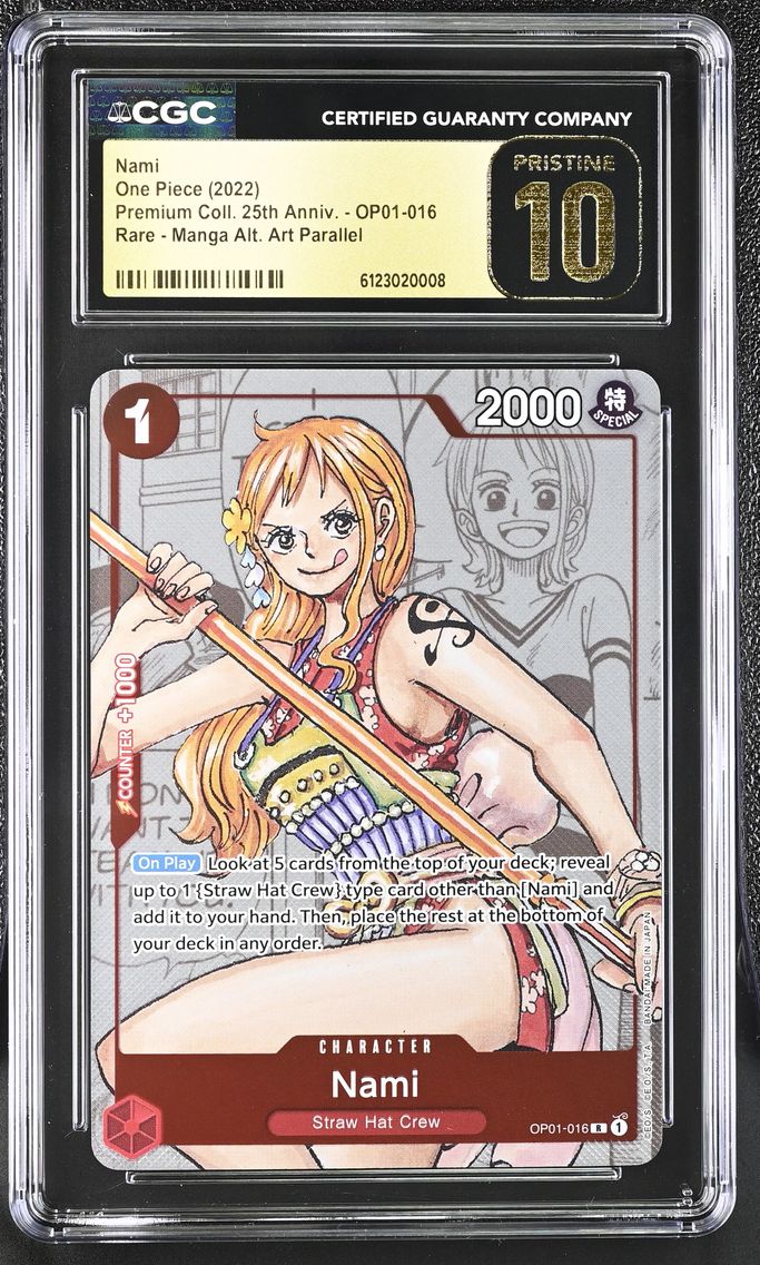 2022 #OP01-016 Nami R Manga Alt. Art Parallel CGC 10 Pristine Premium Collection 25th Anniversary - English