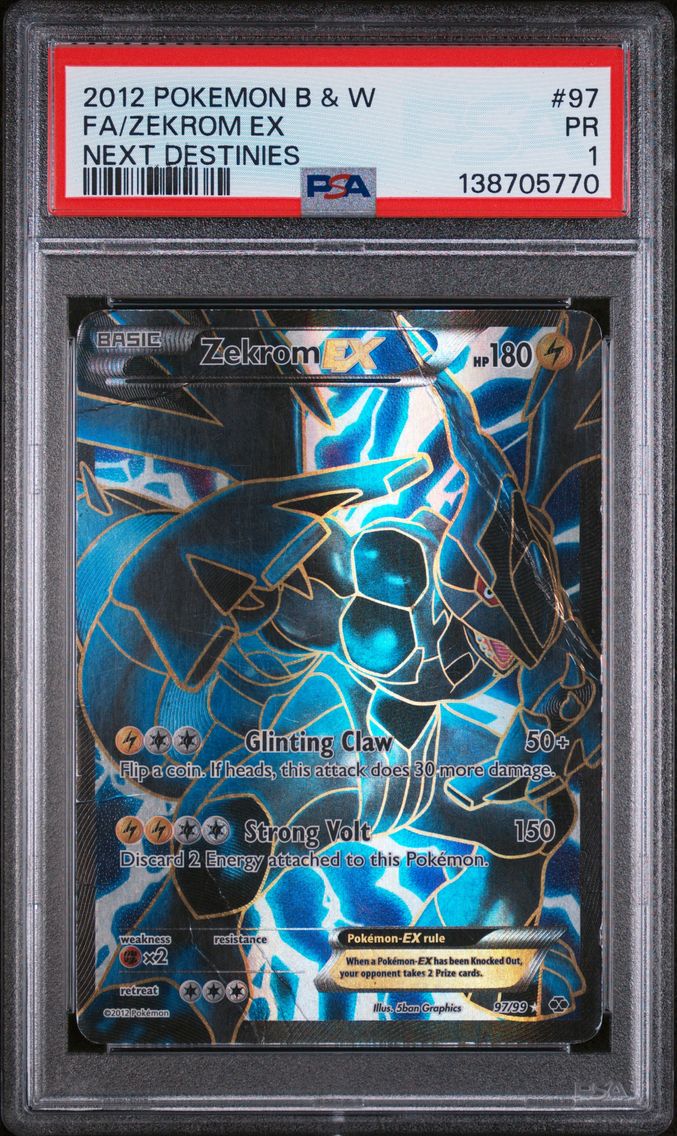 2012 #97 Full Art/Zekrom EX PSA 1 Black & White Next Destinies
