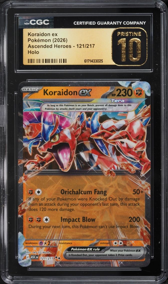 2026 Pokemon Mega Evolution Ascended Heroes Holo Koraidon Ex #121 CGC 10 PRISTINE