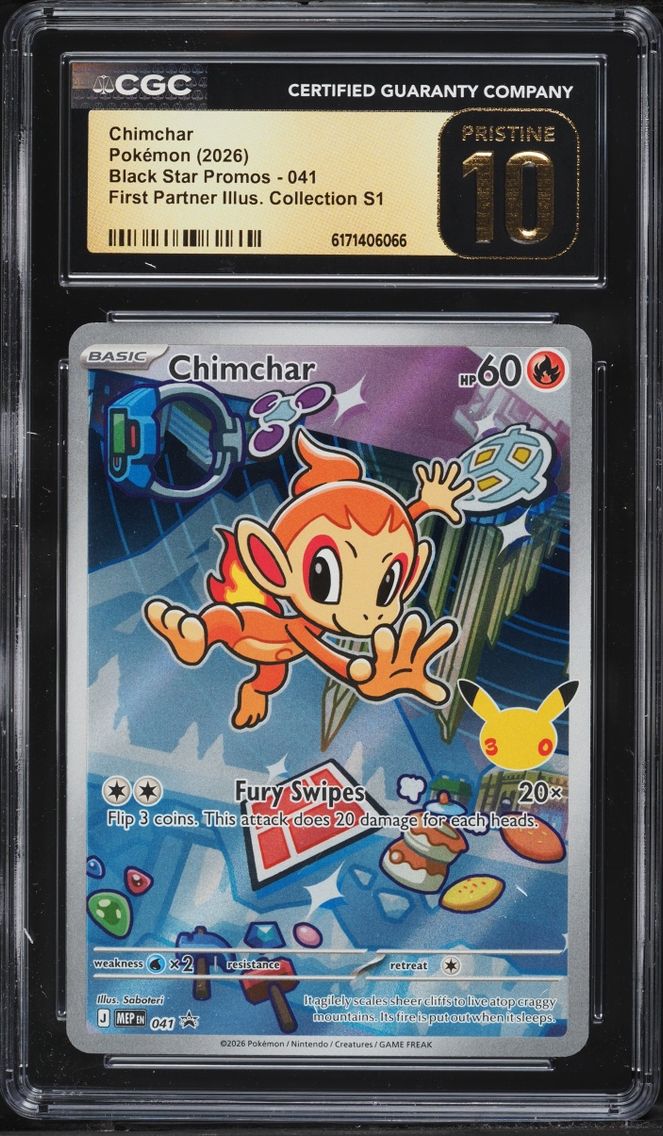 2026 Pokemon Mega Promo First Partner Illustration S1 Full Art Chimchar #41 CGC 10 PRISTINE