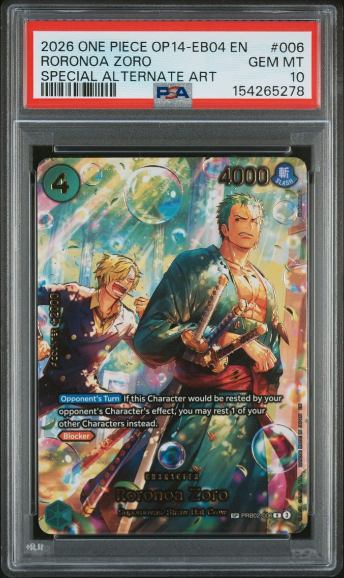 2026 #006 Roronoa Zoro PSA 10 One Piece OP14-EB04-the Azure Sea's Seven