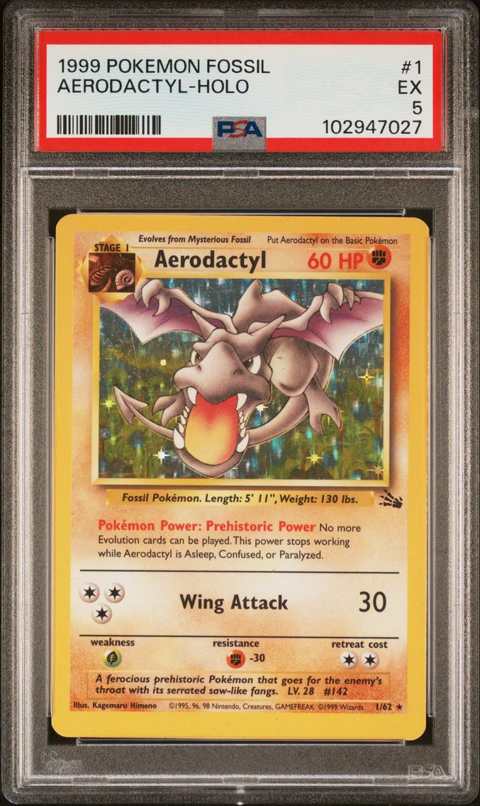 1999 #1 Aerodactyl-Holo PSA 5 Fossil Pokemon